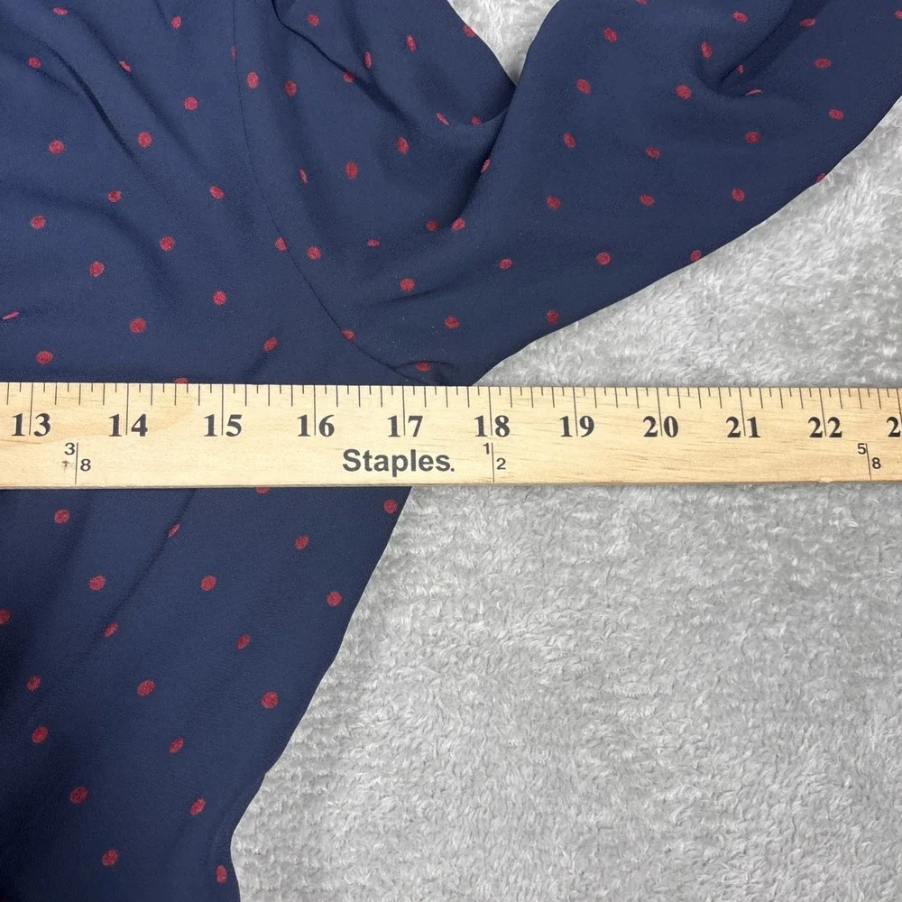 Ann Taylor Red Polka Dot Navy Seamed‎ V-neck Fit Flare Dress Size 2
